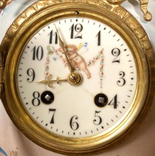fig 2. ***** SOLD ***** Large Antique French Porcelain and gilt Clock Set - A.D Mougin
